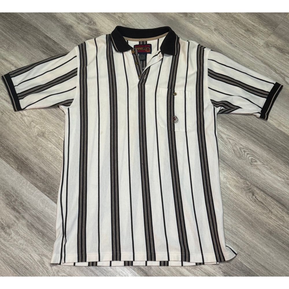 Mens Polo striped Shirt‎ Vintage Twenty X size Large